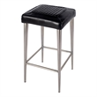 Pemberly Row Backless Bar Stool in Black Leather with Metal Frame