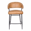 Pemberly Row Leather Counter Stool in Caramel Finish with Patchwork Design
