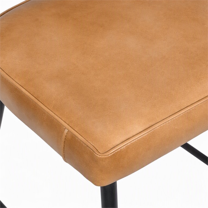 Pemberly Row Leather Counter Stool in Caramel Finish with Patchwork Design