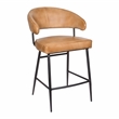 Pemberly Row Leather Counter Stool in Caramel Finish with Patchwork Design