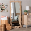 Pemberly Row Full-Length Floor Mirror with Handwoven Natural Rattan Frame