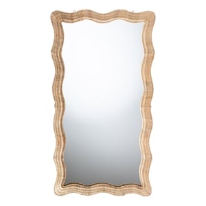 Pemberly Row Full-Length Floor Mirror with Handwoven Natural Rattan Frame