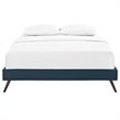Pemberly Row Queen Fabric Bed Frame with Splayed Wood Legs in Azure