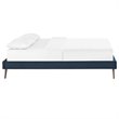 Pemberly Row Queen Fabric Bed Frame with Splayed Wood Legs in Azure