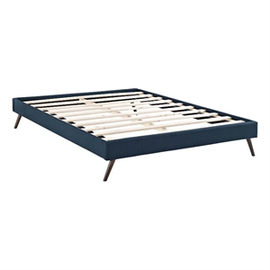 Pemberly Row Queen Fabric Bed Frame with Splayed Wood Legs in Azure
