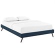 Pemberly Row Queen Fabric Bed Frame with Splayed Wood Legs in Azure