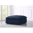 Pemberly Row Navy Linen Fabric Ottoman with Wood Frame and Modular Design