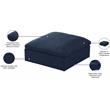 Pemberly Row Navy Linen Fabric Ottoman with Wood Frame and Modular Design