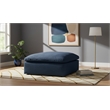 Pemberly Row Navy Linen Fabric Ottoman with Wood Frame and Modular Design