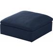 Pemberly Row Navy Linen Fabric Ottoman with Wood Frame and Modular Design