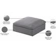 Pemberly Row Gray Linen Fabric Ottoman with Wood Frame and Modular Design