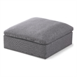 Pemberly Row Gray Linen Fabric Ottoman with Wood Frame and Modular Design