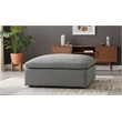 Pemberly Row Gray Linen Fabric Ottoman with Wood Frame and Modular Design