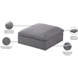 Pemberly Row Gray Linen Fabric Ottoman with Wood Frame and Modular Design