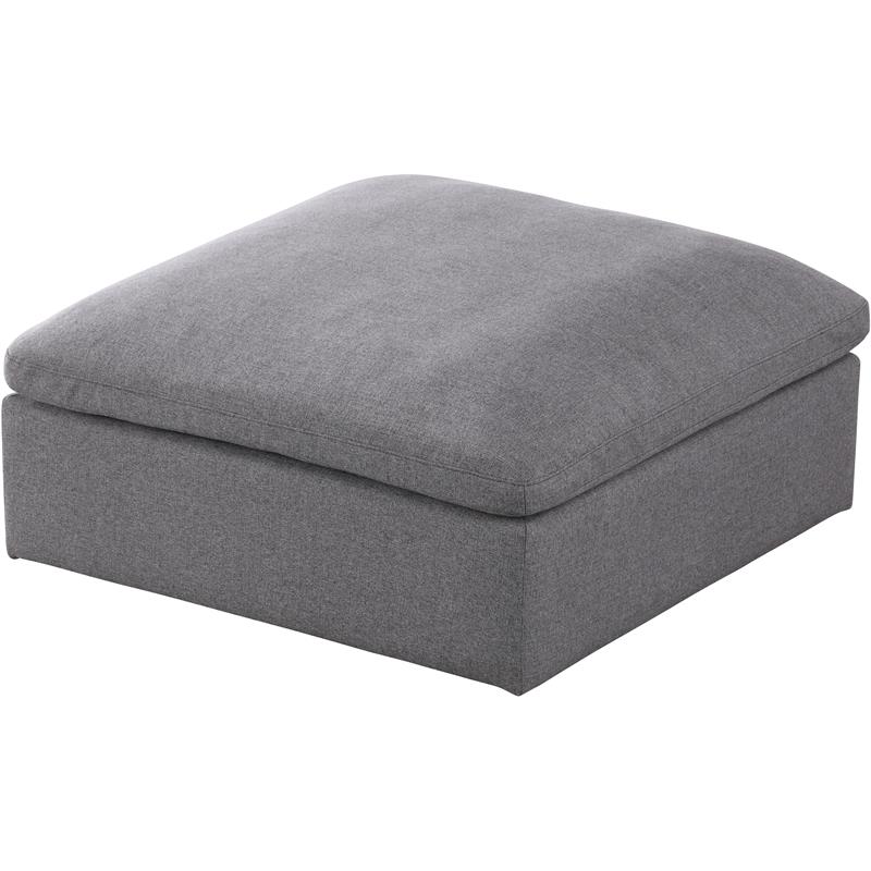 Pemberly Row Gray Linen Fabric Ottoman with Wood Frame and Modular Design