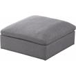 Pemberly Row Gray Linen Fabric Ottoman with Wood Frame and Modular Design
