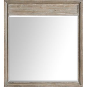 Pemberly Row Hazelwood Brown Pine Mirror with Beveled Frame