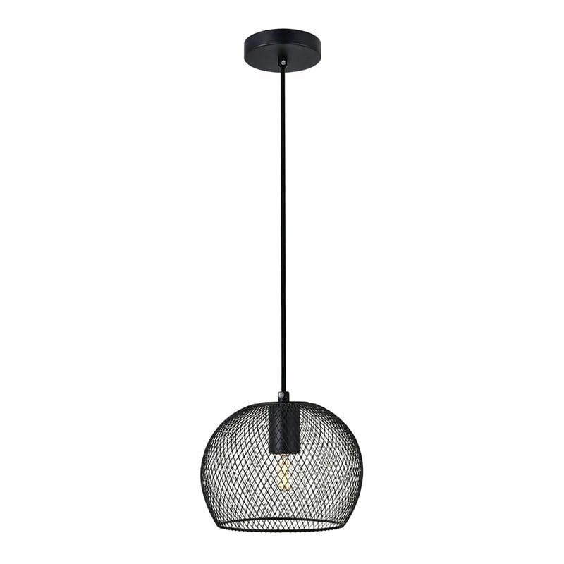 Pemberly Row Keller 1-Light Black Metal Pendant Lamp with Canopy