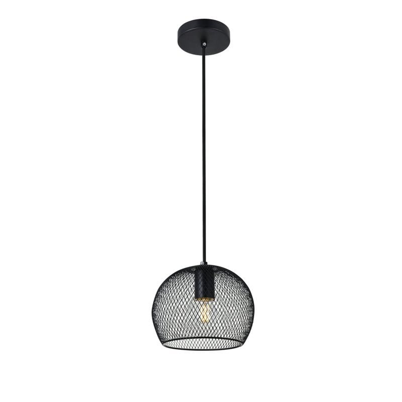 Pemberly Row Keller 1-Light Black Metal Pendant Lamp with Canopy
