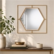 Pemberly Row Gates Antique Gold Metal Accent Wall Mirror with Hexagonal Center