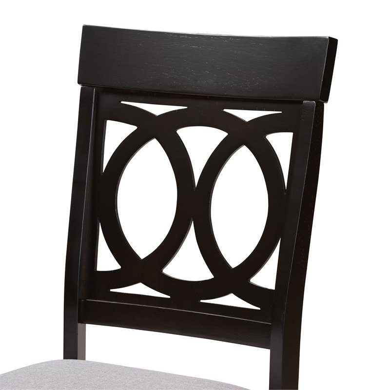Pemberly Row Grey Fabric 7-Piece Dining Set with Dark Brown Wood Finish