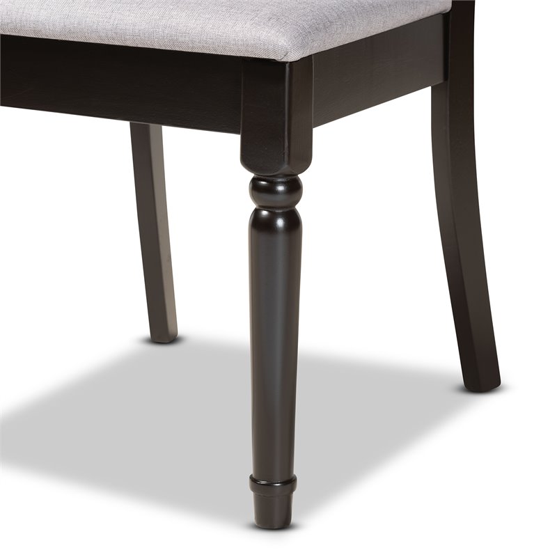 Pemberly Row Grey Fabric 7-Piece Dining Set with Dark Brown Wood Finish