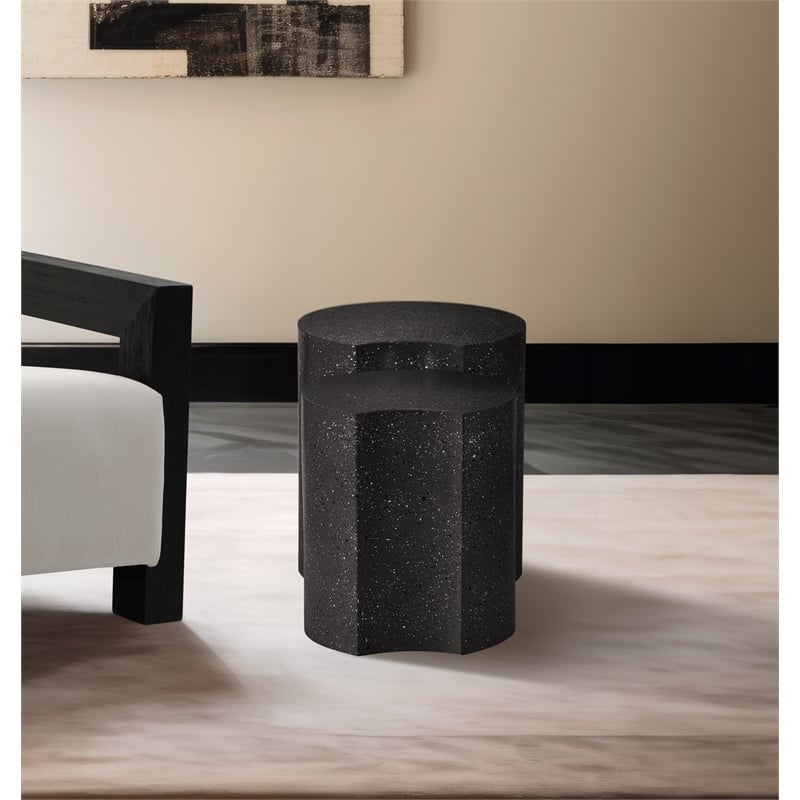 Pemberly Row 2 Piece Black Terrazzo Pattern Iron Metal End Table