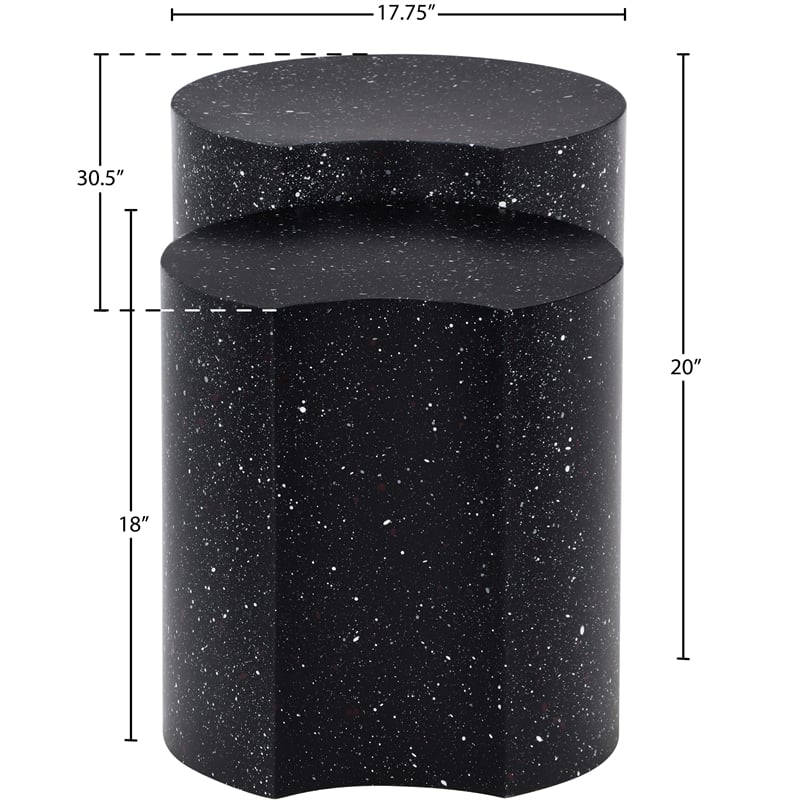 Pemberly Row 2 Piece Black Terrazzo Pattern Iron Metal End Table