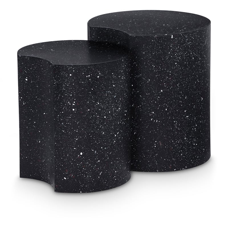 Pemberly Row 2 Piece Black Terrazzo Pattern Iron Metal End Table