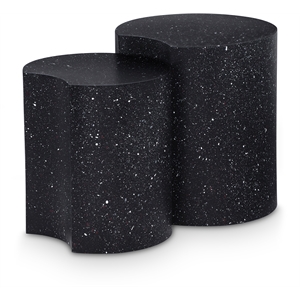 Pemberly Row 2 Piece Black Terrazzo Pattern Iron Metal End Table