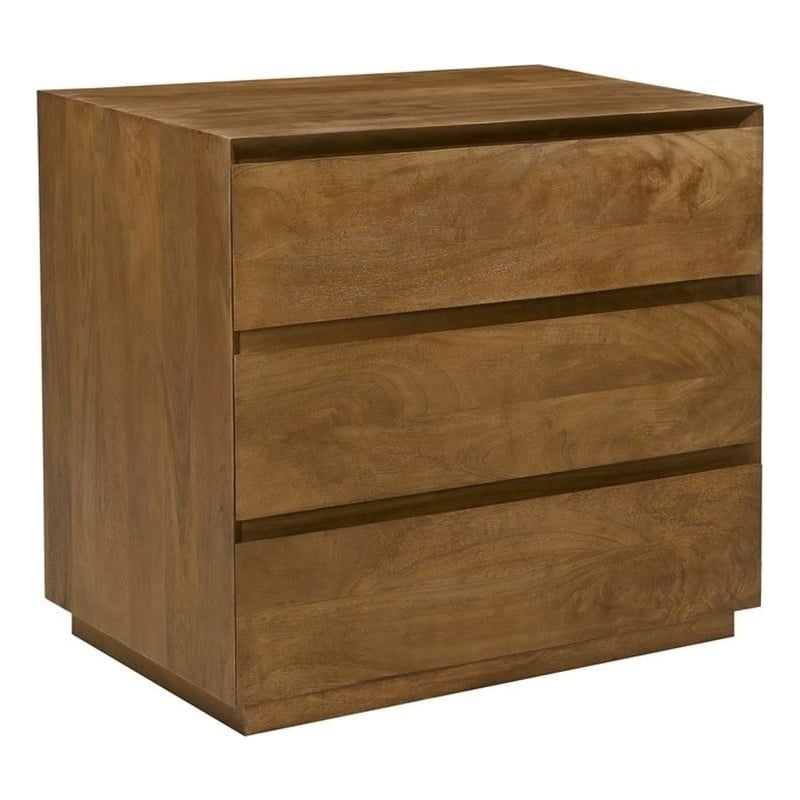 Pemberly Row 3-Drawer Nightstand in Spice Tan Solid Wood Finish