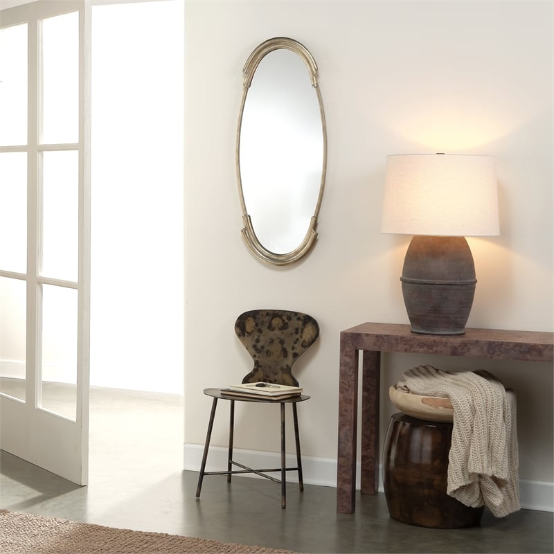 Pemberly Row 1-Light Large Ceramic Table Lamp with White Linen Shade