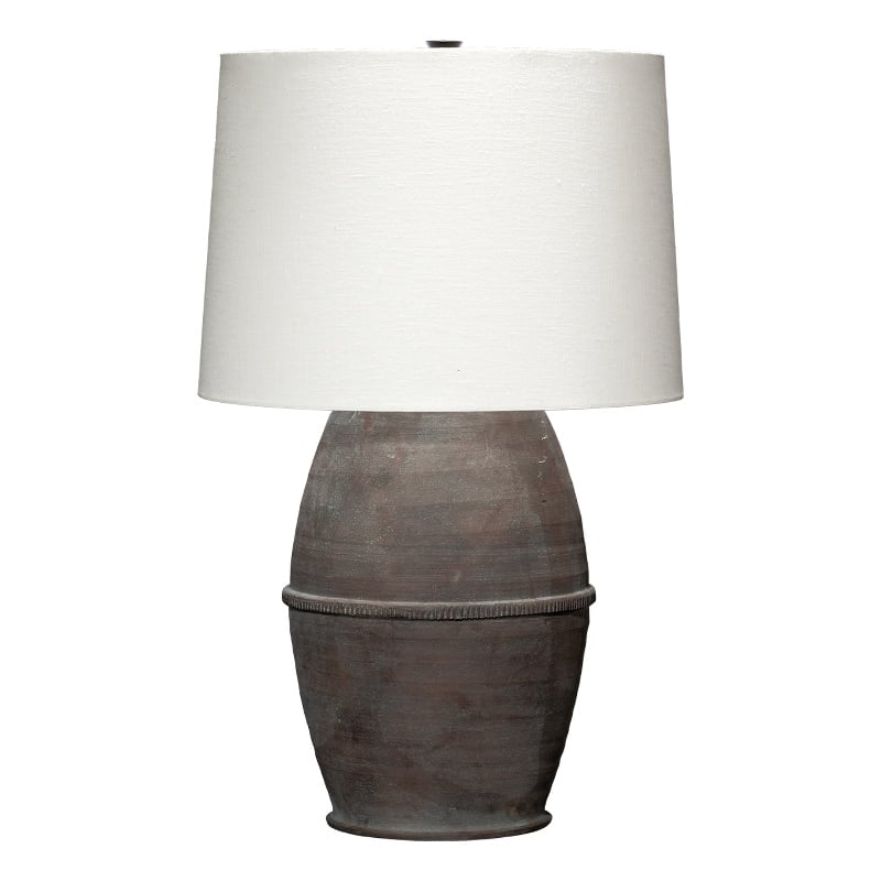 Pemberly Row 1-Light Large Ceramic Table Lamp with White Linen Shade