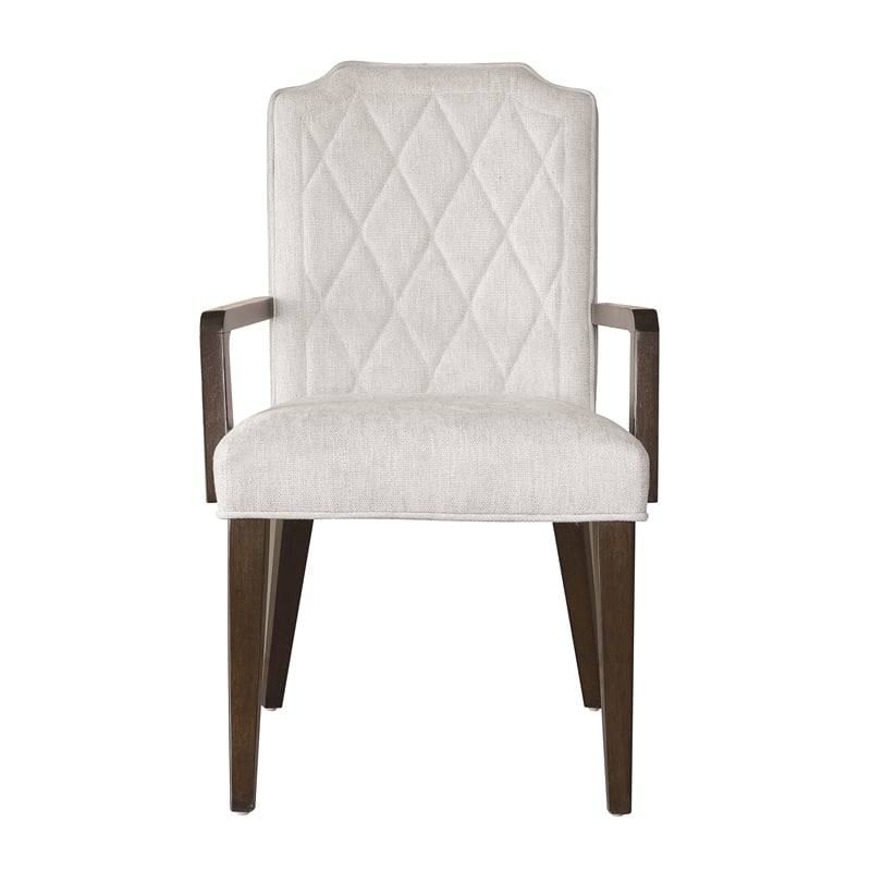 Pemberly Row Asher Upholstered Arm Chair Quilted White Fabric