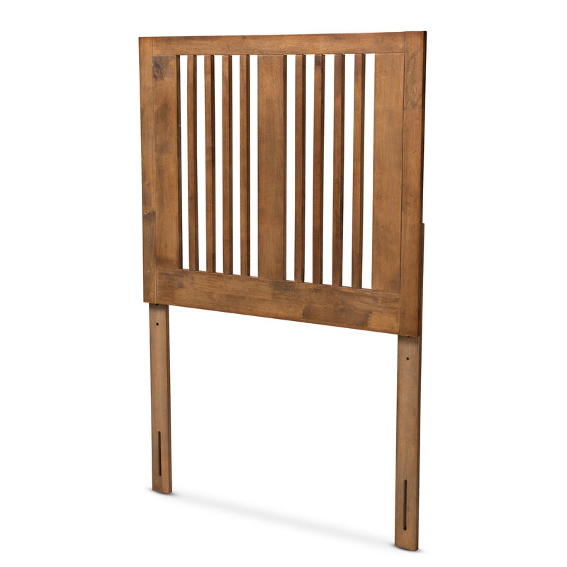 Pemberly Row Harena Rubberwood Twin Headboard in Walnut Finish