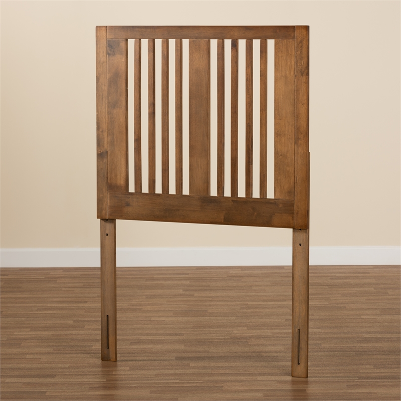 Pemberly Row Harena Rubberwood Twin Headboard in Walnut Finish