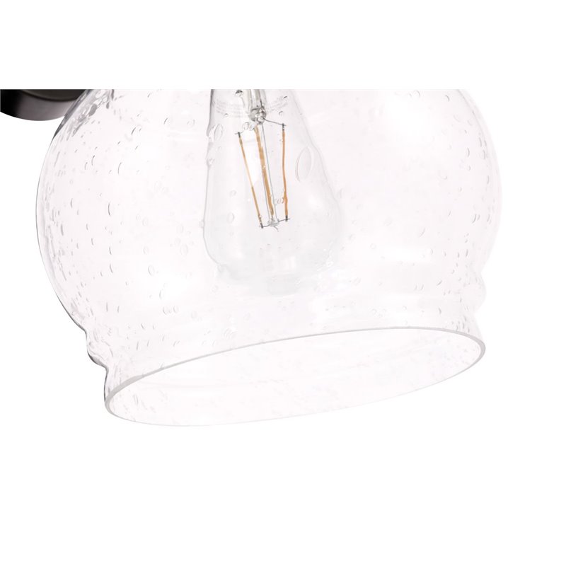 Pemberly Row 1-Light Metal and Glass Wall Sconce in Black and Clear