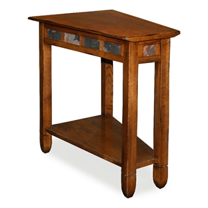 Pemberly Row Rustic Slate Recliner Wedge End Table in Rustic Oak