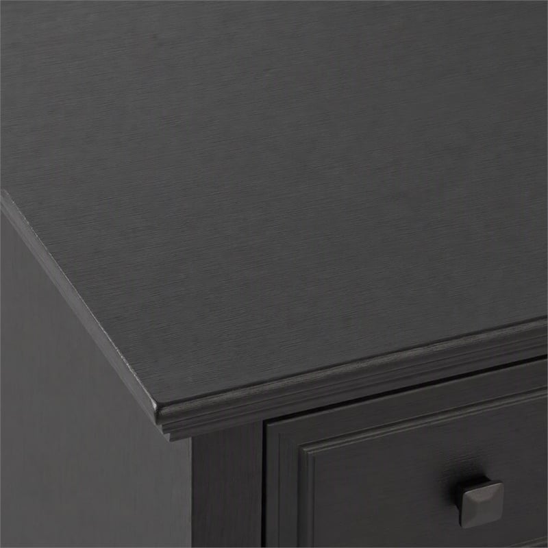 Pemberly Row Farmhouse Mirror in Solid Wood and Rustic Black Finish