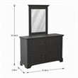 Pemberly Row Farmhouse Mirror in Solid Wood and Rustic Black Finish