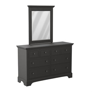 Pemberly Row Farmhouse Mirror in Solid Wood and Rustic Black Finish
