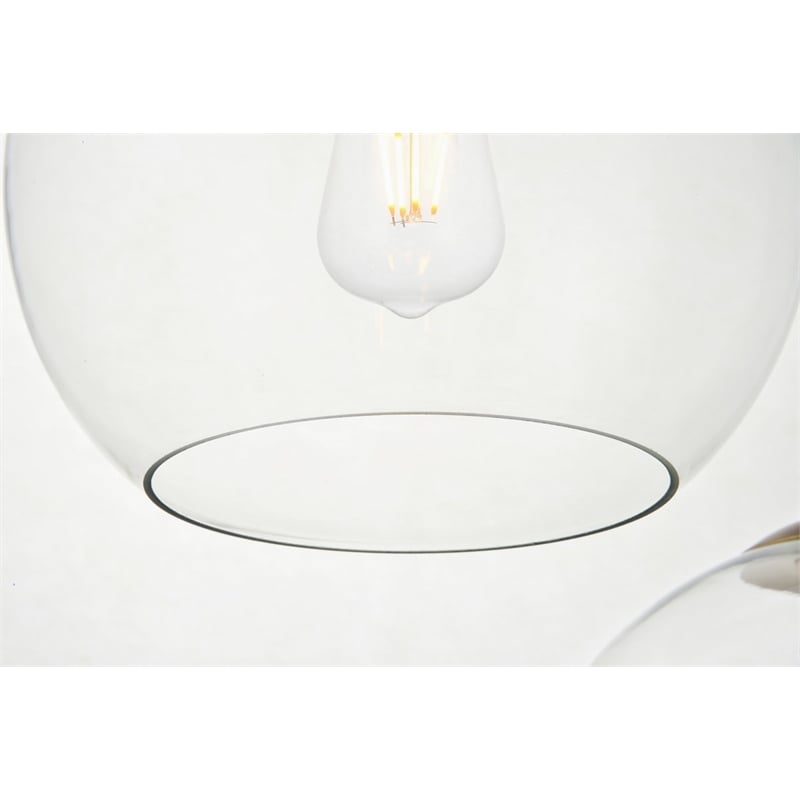 Pemberly Row 7-Light Metal & Glass Hanging Pendant in Brass/Clear