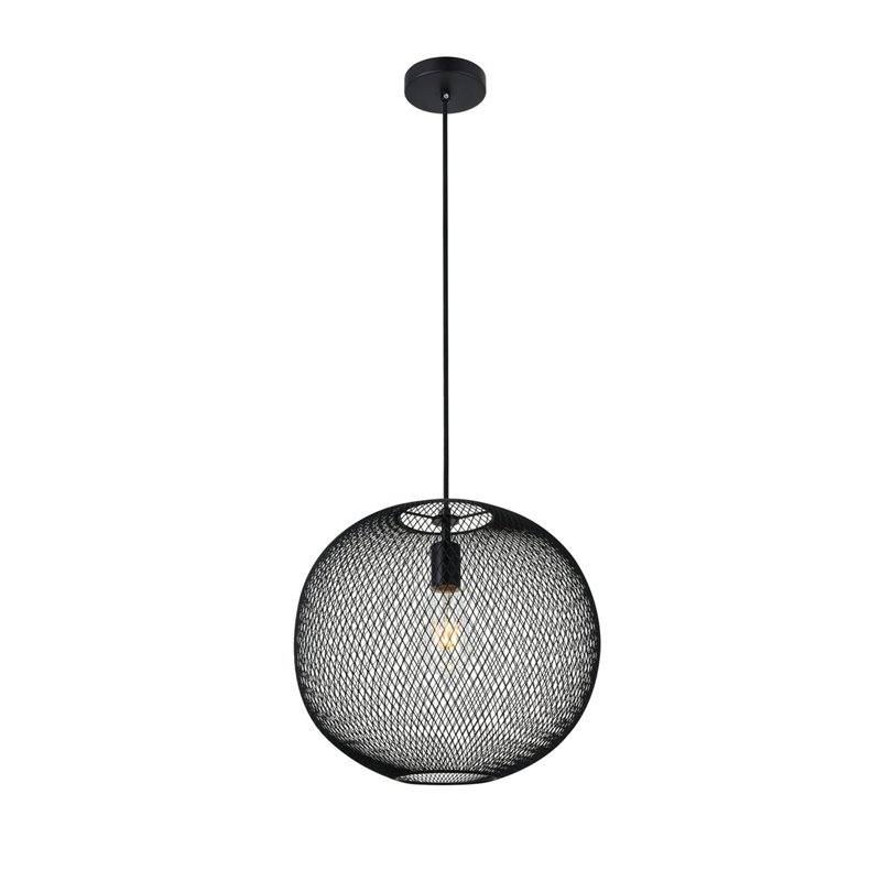 Pemberly Row Kenna 1-Light Pendant Lamp Metal in Black and Clear
