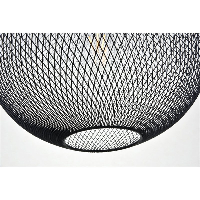 Pemberly Row Kenna 1-Light Pendant Lamp Metal in Black and Clear