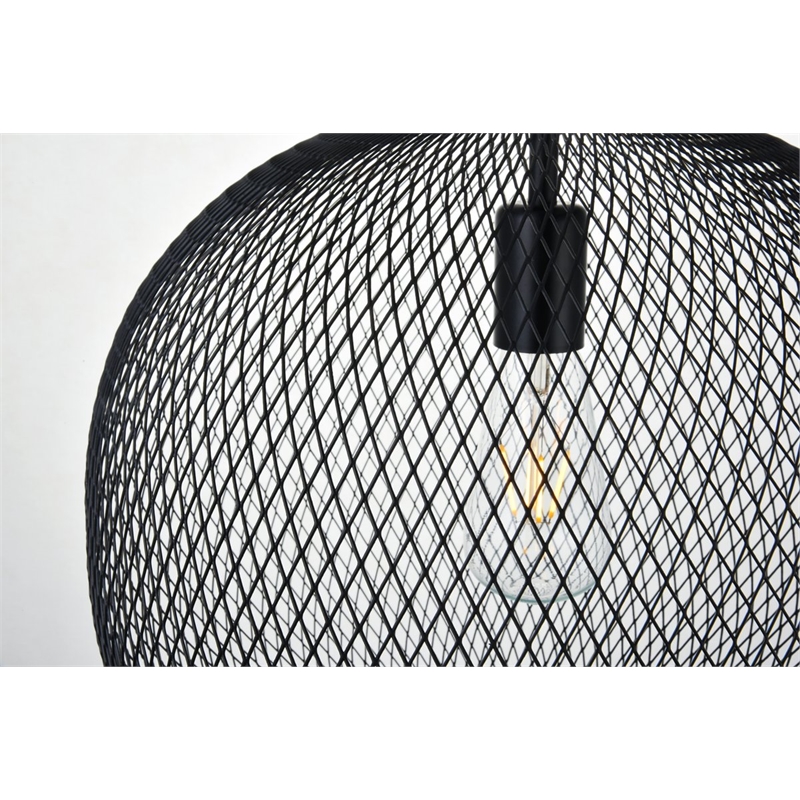 Pemberly Row Kenna 1-Light Pendant Lamp Metal in Black and Clear