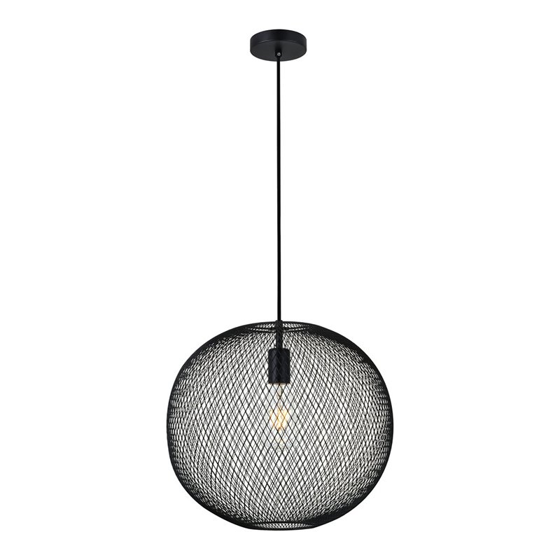 Pemberly Row Kenna 1-Light Pendant Lamp Metal in Black and Clear