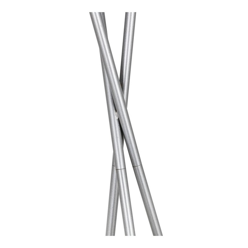 Pemberly Row Cason 1-Light Metal Floor Lamp in Silver with White Fabric Shade