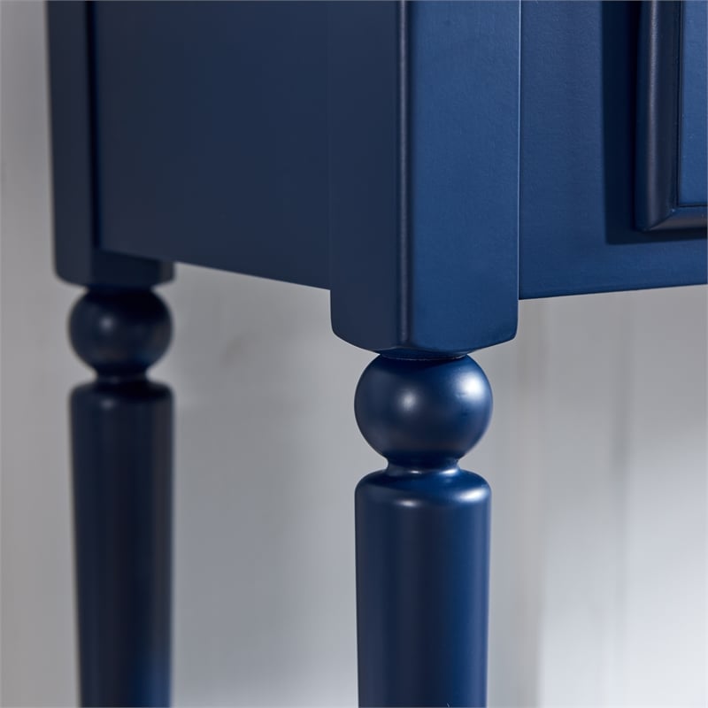 Pemberly Row Coastal Hall Console Table with Drawer in Navy Blue