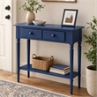 Pemberly Row Coastal Hall Console Table with Drawer in Navy Blue