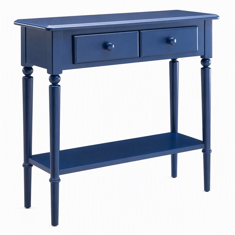Pemberly Row Coastal Hall Console Table with Drawer in Navy Blue